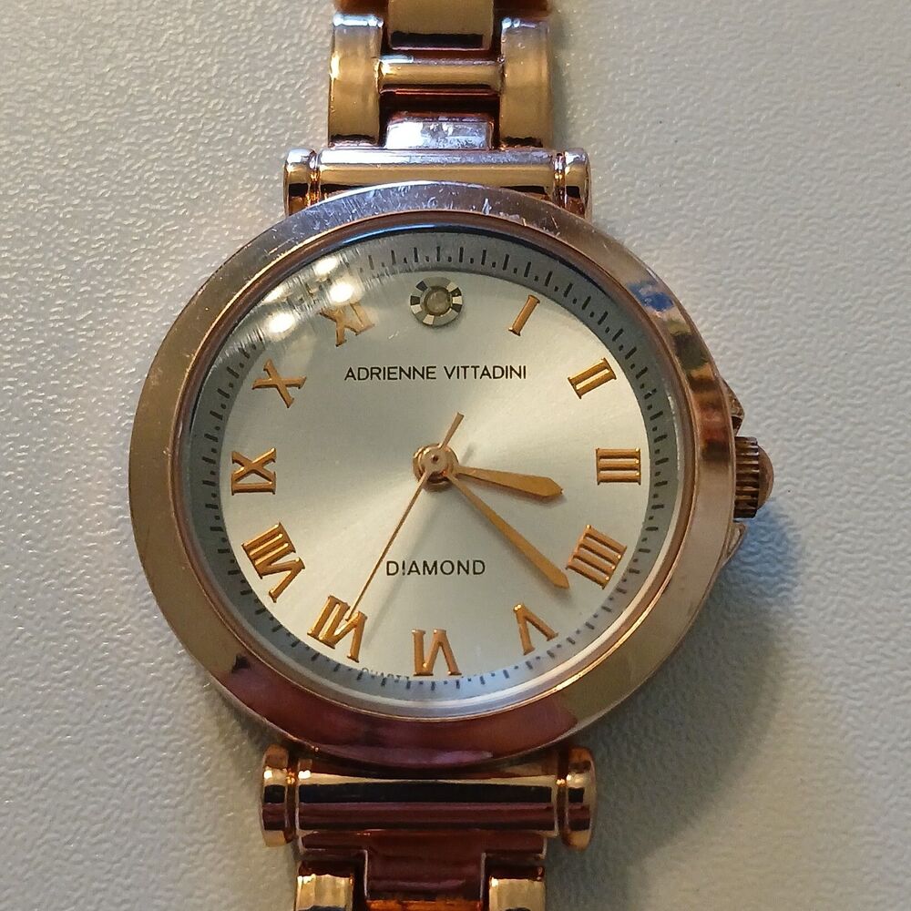 Adrienne Vittadini Rose Gold Tone Diamond Dial Women's Watch AD9552